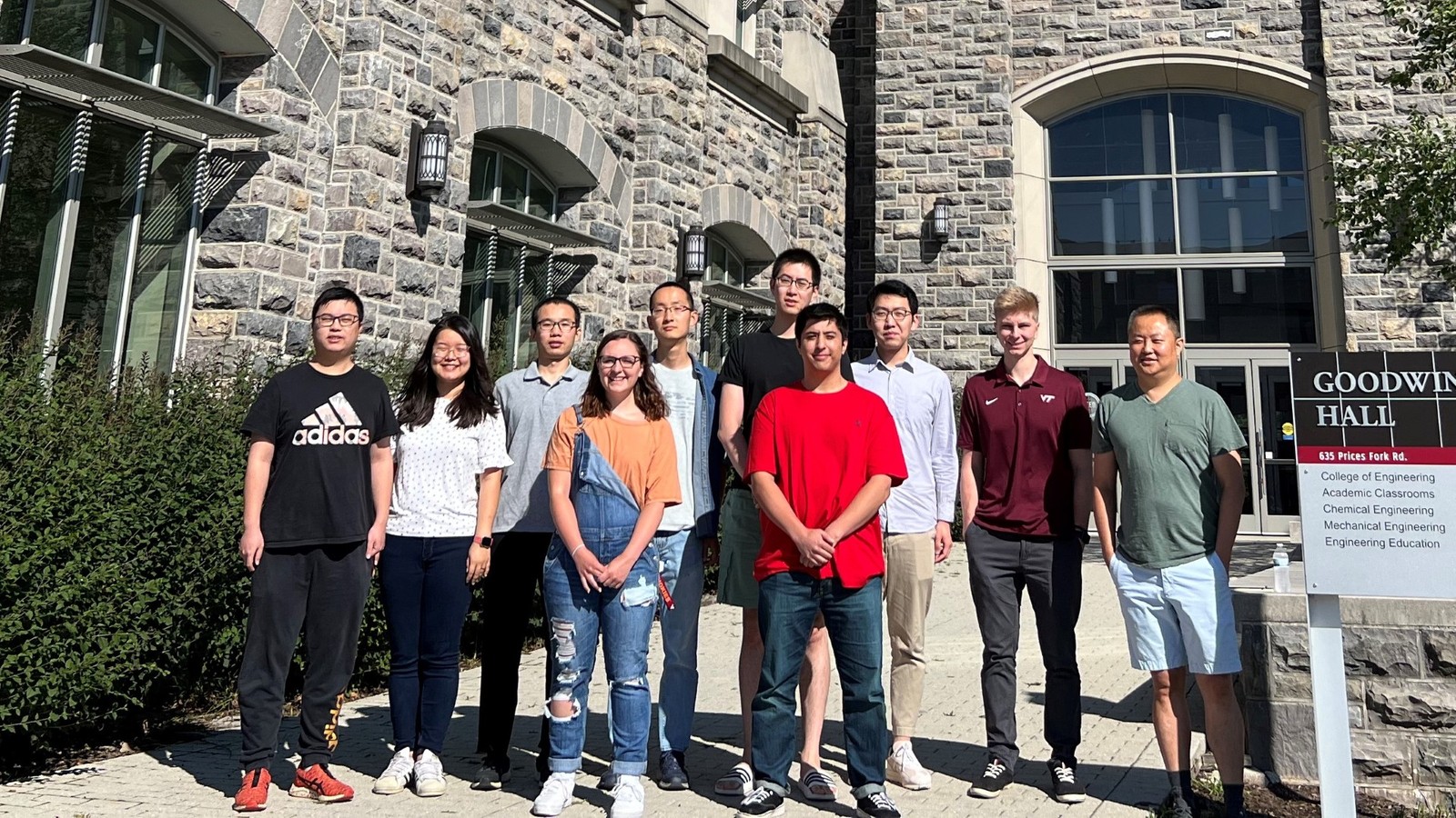 Chang Lu Lab group members outside Goodwin Hall