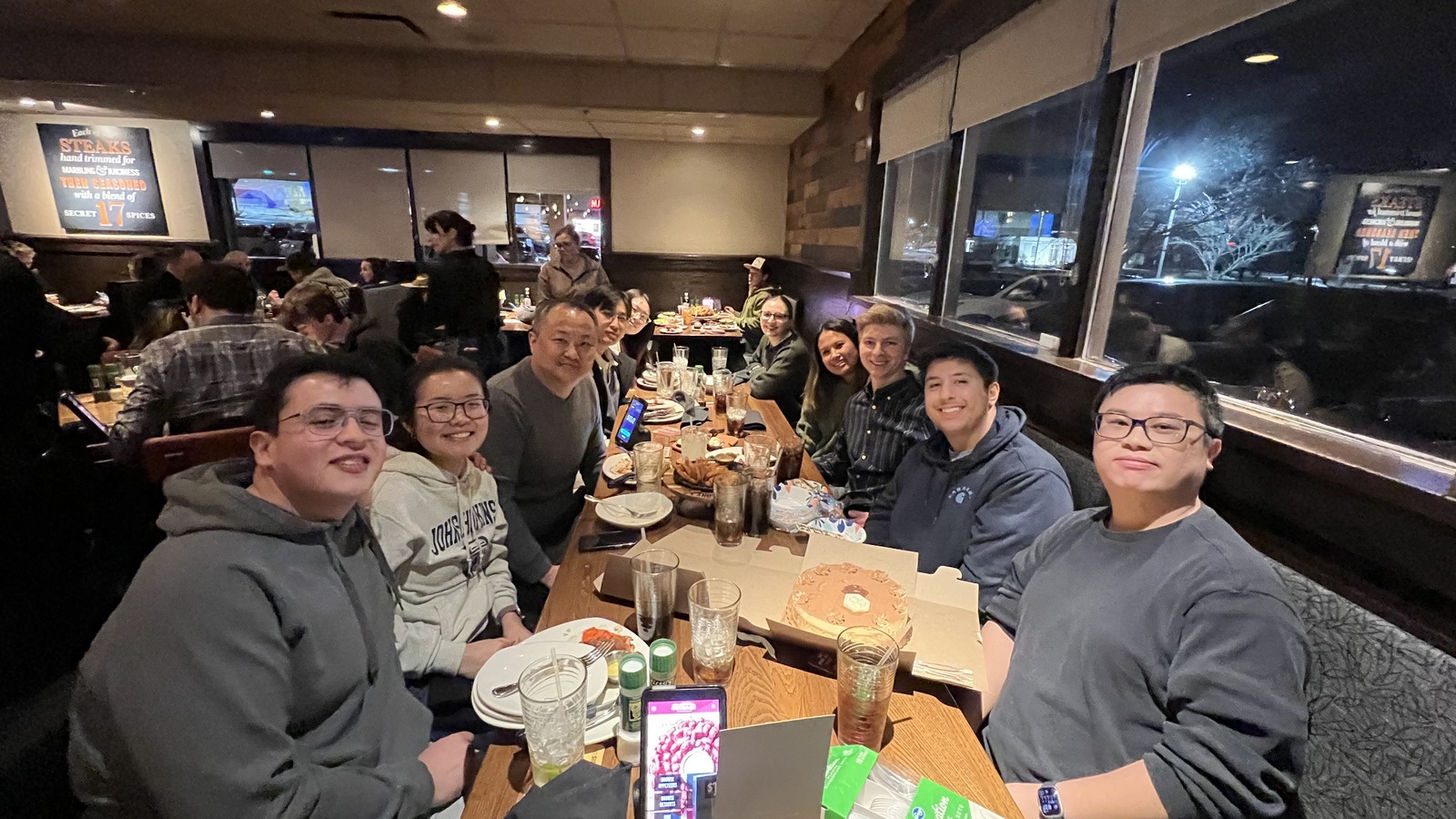 Chang Lu Lab members sharing a meal